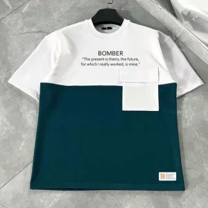 Alternative view of Unisex Torba Cep Detaylı  Parçalı T-Shirt - Lacivert