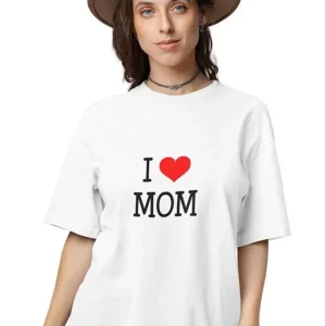 Alternative view of Unisex Bisiklet Yaka Baskılı Oversize T-Shirt - Beyaz