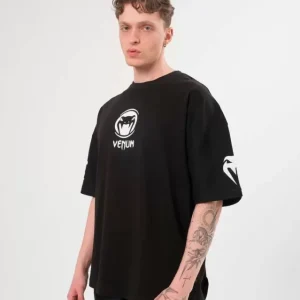 Alternative view of Unisex Bisiklet Yaka Baskılı Oversize T-Shirt - Siyah