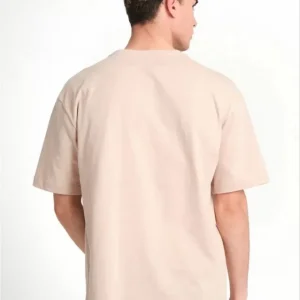 Alternative view of Unisex Düz Biskilet Yaka Oversize T-shirt - Bej