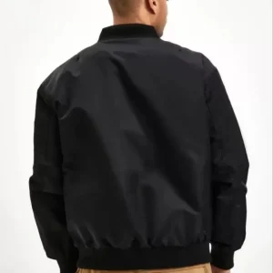 Alternative view of Unisex Uzun Kol Baskılı Bomber Ceket - Siyah