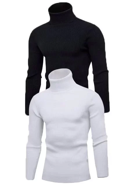 2 Adet Unisex Kaşkorse Boğazlı Full Likralı Fitilli Body Kazak - Görsel 3