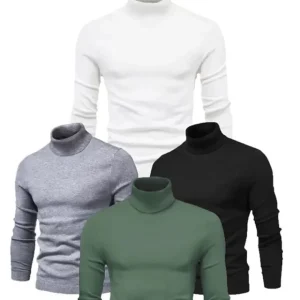 Alternative view of 4 Adet Unisex Kaşkorse Boğazlı Full Likralı Fitilli Body Kazak