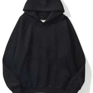 Alternative view of 3 İplik Pamuklu Unisex Kapşonlu Sweetshirt - Siyah
