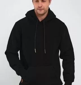 Erkek Uzun Kol Kapşonlu Basic Sweatshirt Hoodie - Siyah