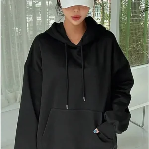 Erkek Uzun Kol Kapşonlu Basic Sweatshirt Hoodie - Siyah