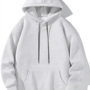 Alternative view of Erkek Uzun Kol Kapşonlu Basic Sweatshirt Hoodie - Gri
