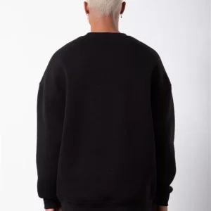 Alternative view of Unisex Biskilet Yaka Üç İplik SweatShirt - Siyah