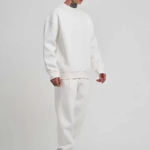Alternative view of Unisex Biskilet Yaka Üç İplik SweatShirt - Beyaz