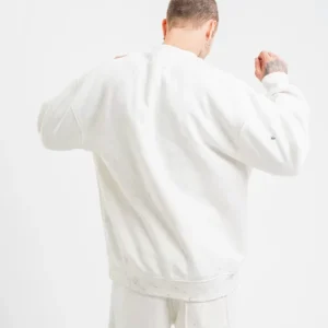 Alternative view of Unisex Uzun Kol Bisiklet Yaka Yıkamalı SweatShirt - Beyaz