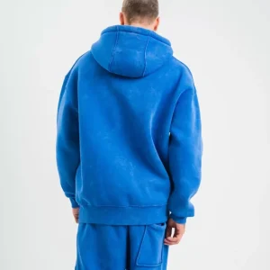 Alternative view of Unisex Double Oversize Kapşonlu Yıkamalı SweatShirt - Mavi