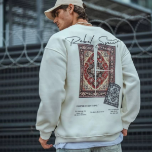 Alternative view of Uzun Kol Bisiklet Yaka Baskılı SweatShirt - Beyaz