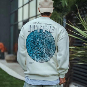 Alternative view of Üç İplik Bisiklet Yaka Baskılı SweatShirt - Beyaz