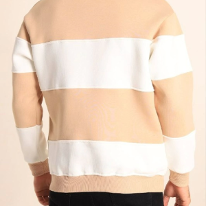 Alternative view of Parçalı Bisiklet Yaka Baskılı SweatShirt - Bej
