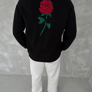 Alternative view of Unisex Bisiklet Yaka Ön Ve Arka Baskılı SweatShirt - Siyah