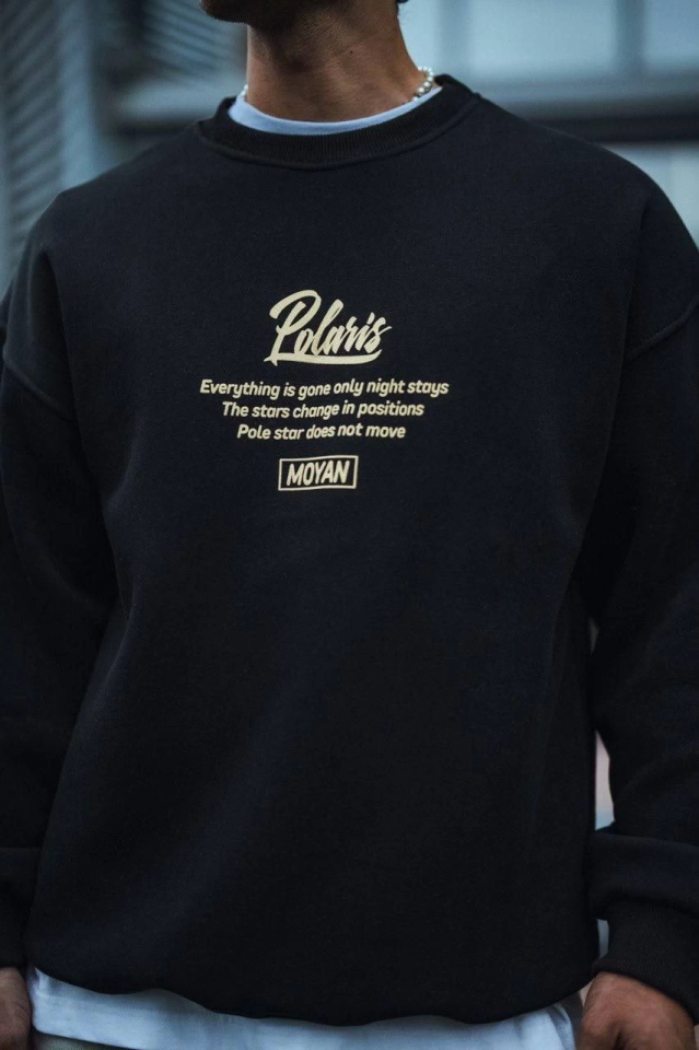 Kışlık Bisiklet Yaka Ön Ve Arka Baskılı SweatShirt - Siyah - Görsel 5