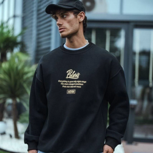 Alternative view of Kışlık Bisiklet Yaka Ön Ve Arka Baskılı SweatShirt - Siyah
