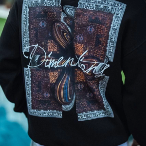 Alternative view of Uzun Kol Bisiklet Yaka Ön Ve Arka Baskılı SweatShirt - Siyah