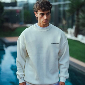 Alternative view of Kışlık Bisiklet Yaka Oversize Baskılı SweatShirt - Beyaz