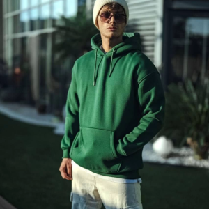 Alternative view of Üç İplik Penye Kapşonlu Basic SweatShirt - Haki
