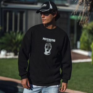 Alternative view of Kışlık Bisiklet Yaka Baskılı SweatShirt - Siyah