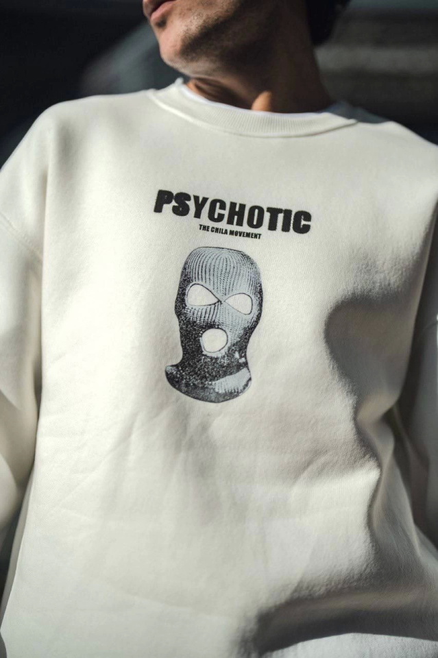Kışlık Bisiklet Yaka Baskılı SweatShirt - Beyaz - Görsel 4