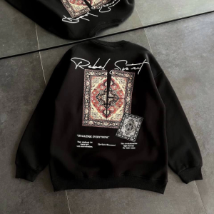 Alternative view of Bisiklet Yaka Baskılı SweatShirt - Siyah