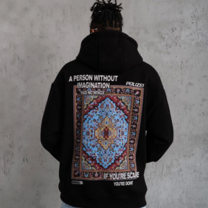 Alternative view of Erkek Kilim Desen Kapüşonlu - Siyah