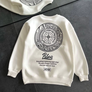 Alternative view of Kışlık Bisiklet Yaka Ön Ve Arka Baskılı SweatShirt - Beyaz