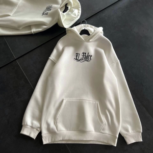 Alternative view of Üç İplik Penye Uzun Kol Kapşonlu Baskılı SweatShirt - Beyaz