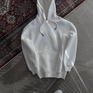 Alternative view of Kapşonlu Üç İplik Penye Basic SweatShirt - Beyaz