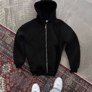 Alternative view of Oversize Tam Fermuarlı Uzun Kol Hırka - Siyah
