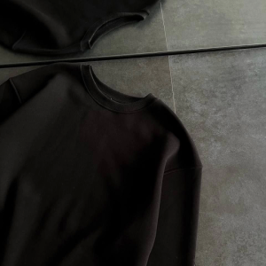 Alternative view of Kışlık Bisiklet Yaka Üç İplik Basic SweatShirt - Siyah