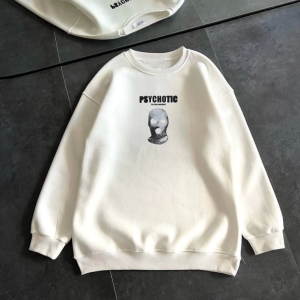 Alternative view of Kışlık Bisiklet Yaka Baskılı SweatShirt - Beyaz