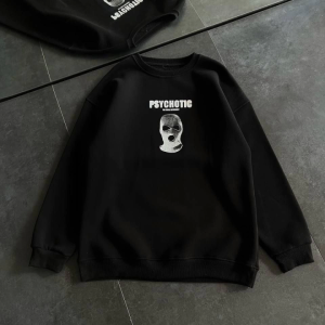 Alternative view of Kışlık Bisiklet Yaka Baskılı SweatShirt - Siyah
