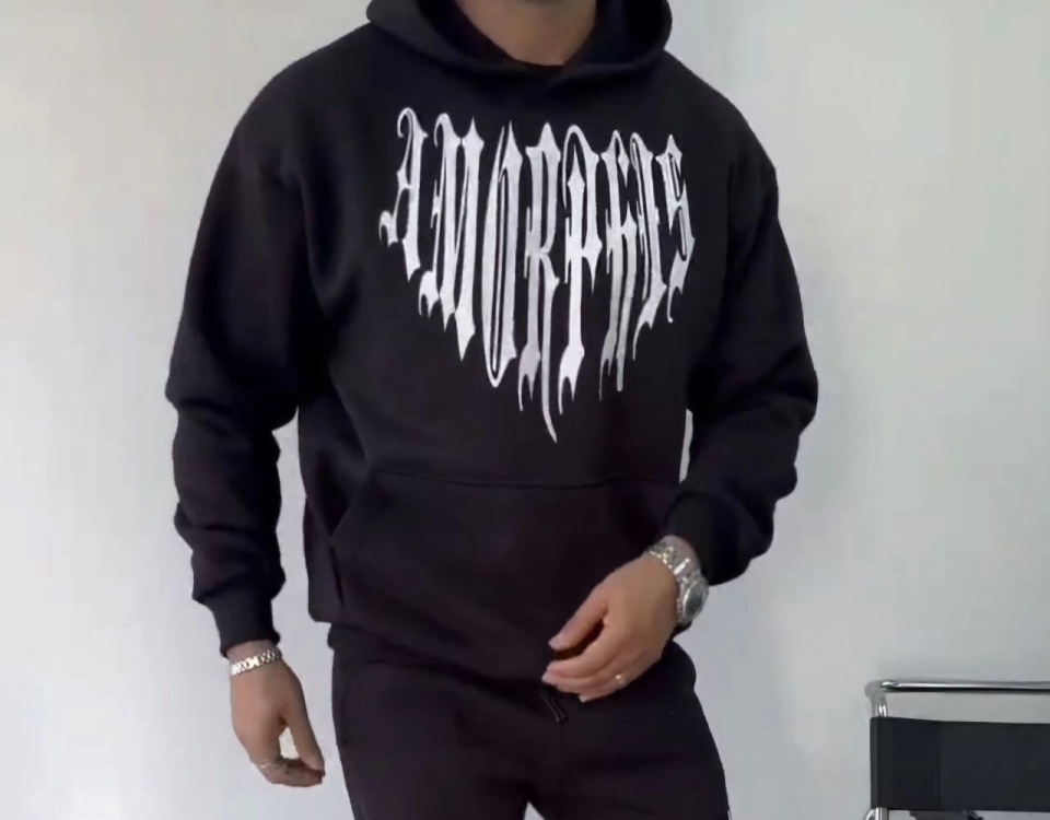 Uzun Kol Kapşonlu Baskılı SweatShirt - Siyah - Görsel 2