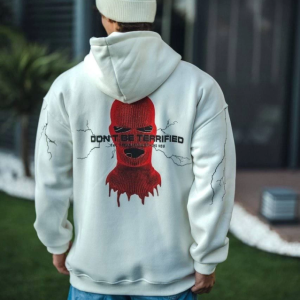 Alternative view of Üç İplik Kapşonlu Baskılı Oversize SweatShirt- Beyaz