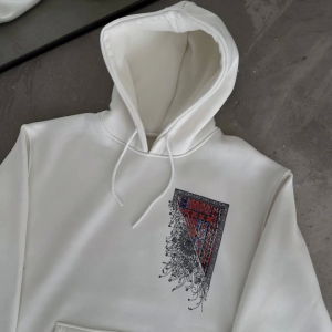 Alternative view of Uzun Kol Kapşonlu Ön Ve Arka Baskılı SweatShirt - Beyaz