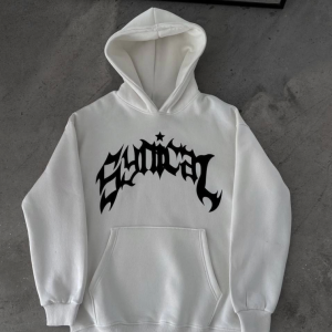 Alternative view of Kışlık Kapşonlu Baskılı Oversize SweatShirt- Beyaz