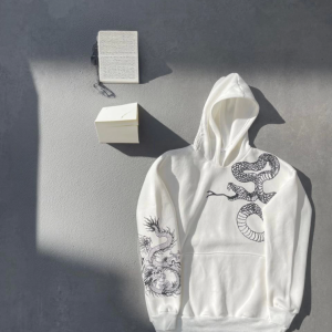 Alternative view of Uzun Kol Kapşonlu Baskılı SweatShirt - Beyaz