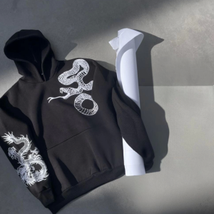 Alternative view of Uzun Kol Kapşonlu Baskılı SweatShirt - Siyah