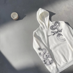 Alternative view of Uzun Kol Kapşonlu Baskılı SweatShirt - Beyaz