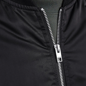 Alternative view of Unisex İçi Astarlı Düz Bomber Ceket - Siyah