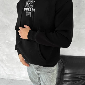 Alternative view of Kışlık Üç İplik Kapşonlu SweatShirt - Siyah