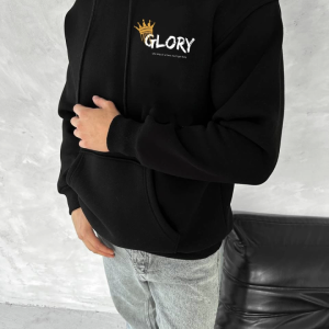 Alternative view of Kışlık Üç İplik Kapşonlu SweatShirt - Siyah