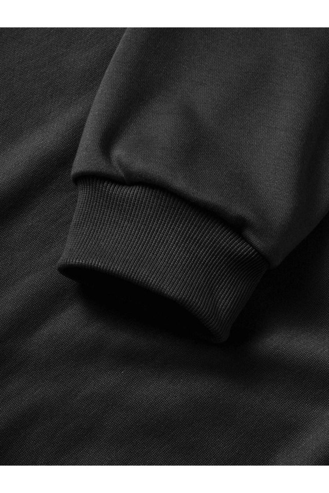 10 Kasıma Özel Üç İplik Kapşonlu Baskılı SweatShirt - Siyah - Görsel 3