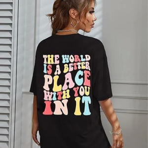 Alternative view of Bisiklet Yaka Baskılı T-shirt - Siyah