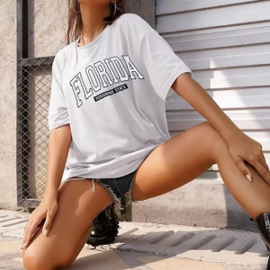 Alternative view of Bisiklet Yaka Baskılı T-shirt - Beyaz
