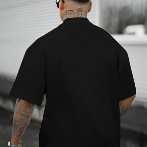 Alternative view of Erkek Bisiklet Yaka Kısa Kol Baskılı T-shirt - Siyah