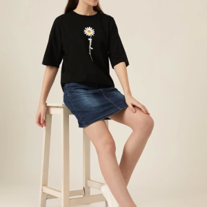 Alternative view of Baskılı T-shirt - Siyah